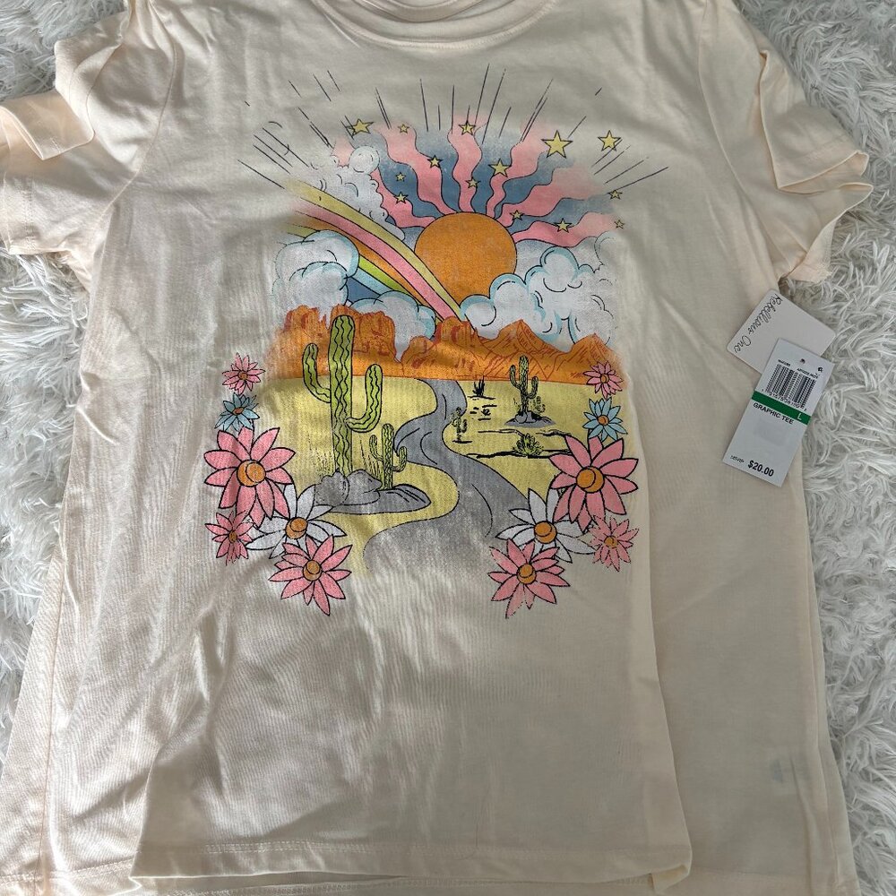 Rebellious One Girl's Cream Graphic Tee - Size L